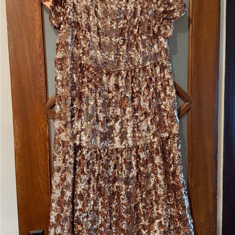 Anthropologie Gold Sequin Dress
